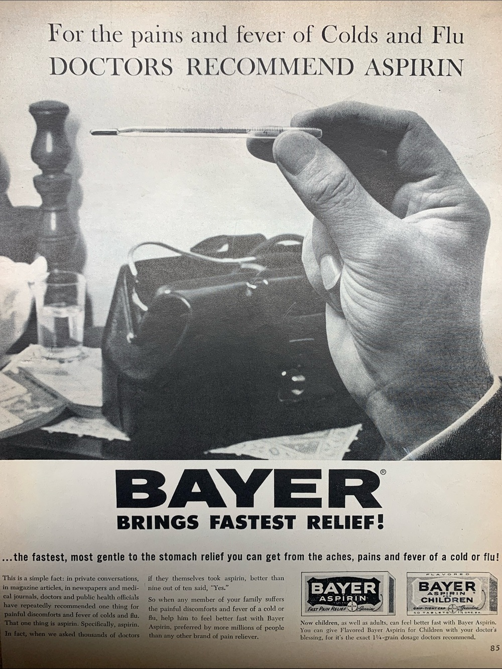 Vintage Bayer Aspirin for the pains Ad Look Magazine January 16, 1962